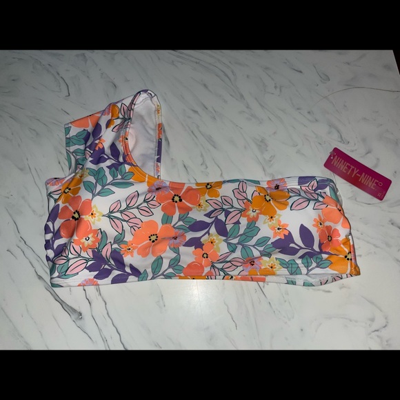 Kohl's Swim Kohls Nine Bikini Top Wild Garden Cap Sleeve One Shoulder Xl New Floral